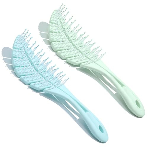 Haarbürste ohne Ziepen, Bürste für Damen und Herren, Entwirrbürste auch für Locken & Lange Haare, Nachhaltige Detangler Bürste Haarbürsten, Entwirrbürste Haarbürsten (Grün/Blau)