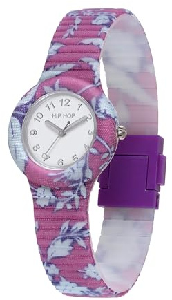 HIP HOP, Collezione Flora, Orologio Donna con Movimento al Quarzo, Cinturino in Silicone Ipoallergenico e Tessuto Liberty London, Cassa 32 mm, Resistente all’Acqua