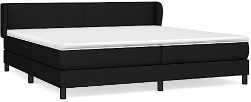 Yisssmeng Boxspringbett 200x200 cm Schwarz mit Matratze & Topper; Höhenverstellbares Kopfteil