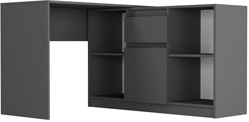 Framire Eckschreibtisch N-14 Rechts Anthrazit 120x120x78 cm – Computertisch mit Kommode, Schreibtisch für Schlafzimmer, Wohnzimmer & Studio, Modern N-14