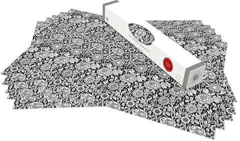 The Master Herbalist William Morris UNSCENTED & WIPE CLEAN Drawer Liners in BLACK - Perfect for lining Kitchen Drawers, Shelves, Cupboards & Cabinets. Contains 10 Sheets. Made in the UK.