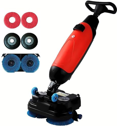 JIADUOFU Lavasciuga Pavimenti Verticale,pulitrice elettrica Senza Filo,Superficie Pulizia 1200m²/h;360 Giri/min;Larghezza Pulizia 43 cm;Sistema a Doppio Serbatoio;Alimentazione a Batteria. Orange