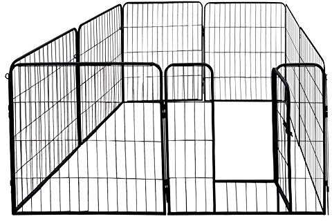 Petigi Welpenauslauf, Freilaufgehege aus pulverbeschichtetem Stahl, zusammenklappbar, Maschenweite 47 mm, inklusive Befestigung zur Verwendung im Garten, Größe (B x H):80 x 80 cm (8X)
