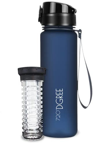 720°DGREE Trinkflasche Kinder 500ml “uberBottle“ softTouch +Früchtebehälter - Auslaufsicher, BPA-Frei - Schlanke Tritan Wasserflasche für Schule, Sport, Fitness - Leicht, Stoßfest, Wiederverwendbar