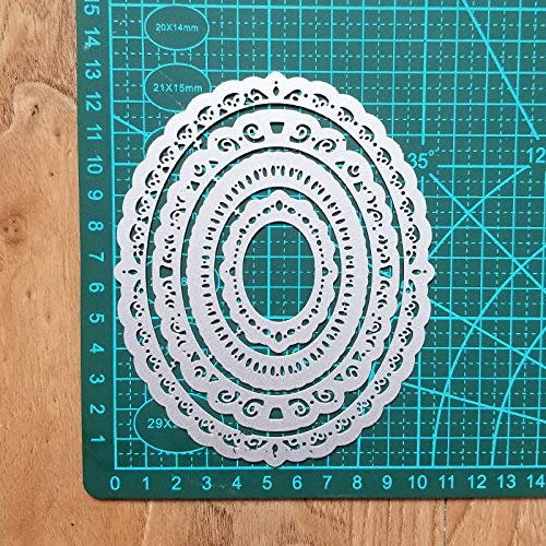 YunTrip Stanzschablonen aus Metall, ovaler Rahmen, Stanzschablonen, DIY, Scrapbooking, Album, dekorative Prägepapier-Stanzformen für Kartenherstellung, 4 Stück