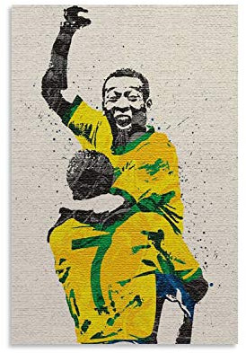 LKJHLK Pele Brasilien Poster Fußball Sport Poster Wanddekoration Leinwand Kunst Gemälde Druck für Büro Schlafzimmer Zuhause Wohnheim – Geschenk für Jungen Mann 30 x 45 cm
