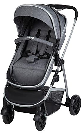 Safety 1st Hello 2-in-1 Duo Kinderwagen, wendbar und neigbar, Sitz verwandelt sich in eine Babywanne, einen Fußsack, einen Regenschutz und Babysitz-Adapter, Schwarz Chic