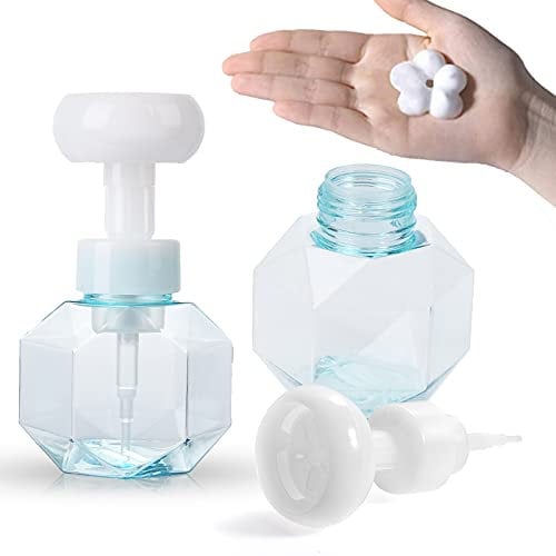 FORMIZON 2 Flaschen Schäumende Seifenspender Blume Schaum Machen 300ml, Schäumende Flasche, Pumpe Leer Flaschen, Nachfüllbare Schaumlotion Seifenpumpen für Reise Badezimmer Küche, Duschgel (Blau)