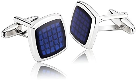 Skcess Manschettenknöpfe Herren Blau, Manschettenknöpfe Herren Quadrat Hemd-Manschettenknöpfe Rostfreier Stahl Geschenke für Herren Und Damen