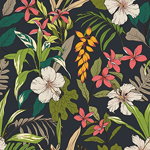 VEELIKE Tapete Floral Weiß 44.5cm×900cm Selbstklebende Tapete Blumen Vintage Blumentapete Wohnzimmer Muster Fototapete Schlafzimmer Romantik Tropische Blätter Klebefolie Möbel Wandtapete Wasserfest
