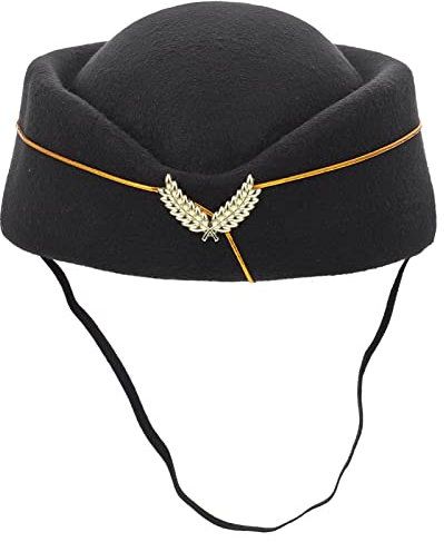 Gadpiparty Stewardess Hut Airline Stewardess Cap Uniform Flugzeug Cap Cosplay Perform Damen Damen Für Party Performance Kostüm Zubehör Schwarz