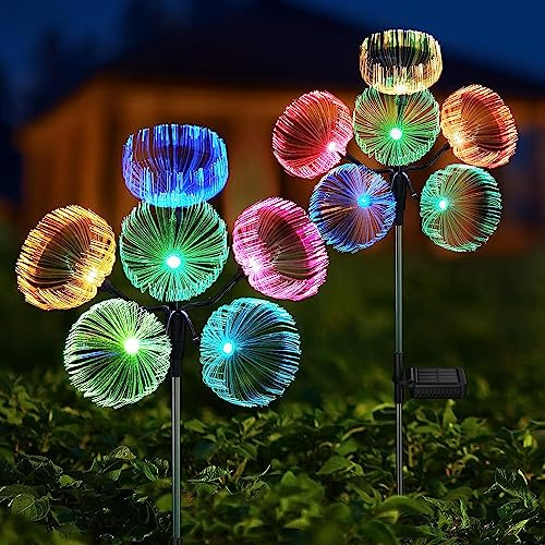 ACAREY Solarlampen Für Außen Garten 2 Stück Jellyfish Gartendeko Solarleuchten Für Außen Mit 12 Quallenlichtern 7 Farbwechsel RGB Für Balkon Gartendeko Hof Terrasse