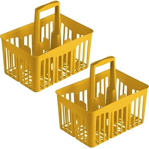 VIRSUS 2 Cestelli Portabottiglie in Plastica 8636, misura 31x22x35 cm, Porta bottiglie 6 Scomparti, con manico per trasporto, Impilabile, per uso quotidiano a casa, ufficio, gita, mare (Giallo)