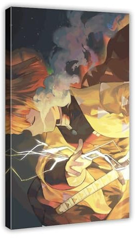 Zenitsu Demon Slayer Poster 2 Leinwand Poster Wandkunst Dekor Druck Bild Gemälde für Wohnzimmer Schlafzimmer Dekoration Rahmenstil 60 x 90 cm