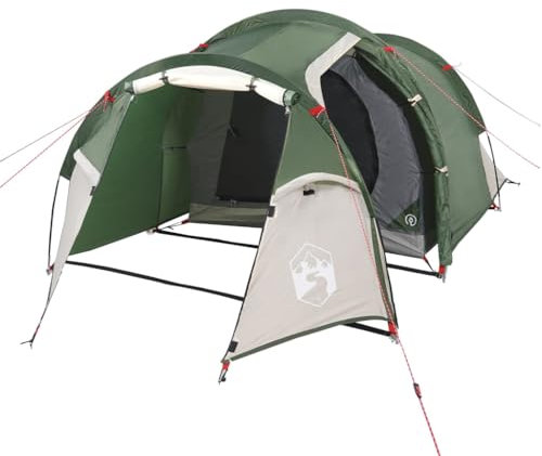 vidaXL Tunnelzelt, Campingzelt für 3 Personen Wasserdicht, Outdoor Zelt mit Abnehmbarem Überzelt, Trekkingzelt Familienzelt Camping, Grün