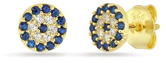 Einzelstück® Ohrstecker Nazar Gold I 925 Sterling Silber mit 14 vergoldet I Silberohrring mit blauen und weißen Zirkonia Steinen I Antiallergen & nickelfrei (Evil Eye) (Gold)