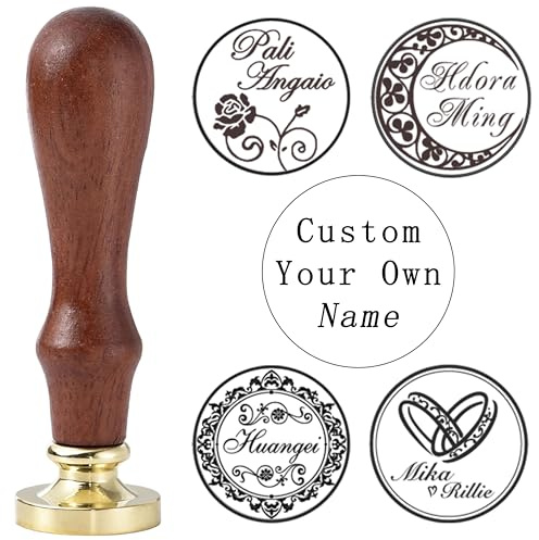 Siegelwachs-Stempel, personalisierbar, mit Rosen, Ringen, Kronen, Herzen, Blumen, Fotorahmen, Tieren, für Hochzeitseinladungen, Valentinstagsgeschenk