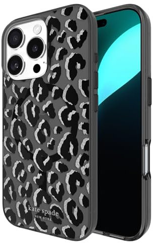 Kate Spade New York iPhone 16 Pro Case - Compatible with MagSafe - Designer Phone Case - City Leopard Black