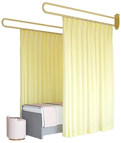 YCOVSFP Raumteiler - Hängend 2,2m, U-förmiges Tragstangen-Schienensystem Mit Lichtdurchlässigem Sichtschutz-Trennvorhang, Schönheitssalon, Klinik-Trennwand(Yellow,200cm/1PCS)