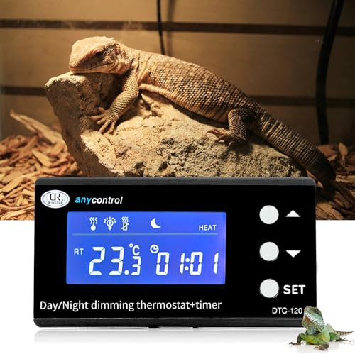 nawoefii Digital Reptile Thermostat LCD Display High Accuracy Multipurpose Day/Night Dimming Digital Thermostat Timer Black