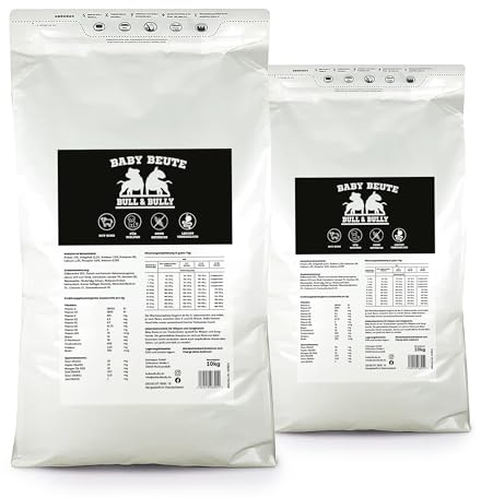 Hundefutter Baby Beute Hundefutter Trocken – Trockenfutter für Hunde 2x10Kg | Tierärztlich entwickeltes Hundetrockenfutter Premium Dog Food mit Beef Protein – Energiereiches Hundefutter von BULL & BULLY