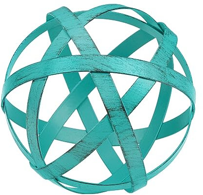 Everydecor Dekorative Kugel – Blaue Metallbänder im Used-Look – Moderne Heimdekor-Akzente – Tischdekorationen für Wohnzimmer, Küche, Schlafzimmer – Tafelaufsatz für Couchtisch, Beistelltische