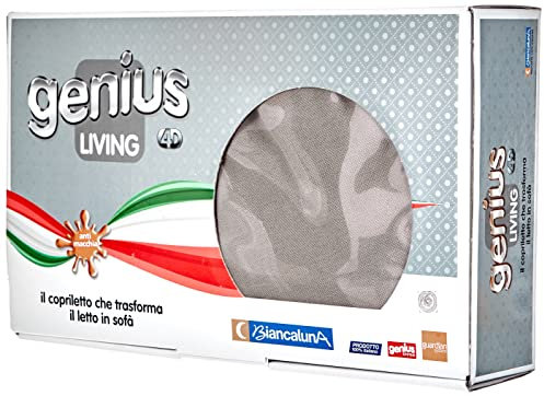 BIANCALUNA - Copriletto elastico Living Genius tinta unita Anti Macchia - Divano Letto Singolo da 90 a 200 cm Made in Italy - Tortora