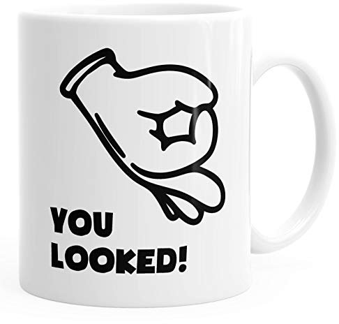 Kaffee-Tasse Comic Hand Look Hole Game Kaffeetasse Teetasse Keramiktasse MoonWorks® weiß unisize