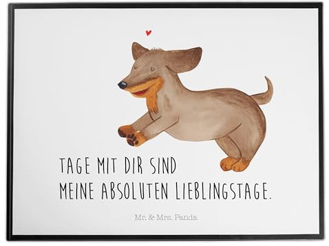 Mr. & Mrs. Panda Schreibtischunterlage Hund Dackel - Geschenk, Schreibunterlage, Bürobedarf, Herz, Schreibtischauflage, Hunde, Büroartikel, Sprüche,