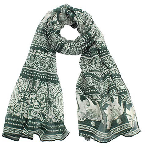 OYSOHE Damen Schal Elefant Print Schal Stola Halstuch für Frühling Sommer Ganzjährig(Grün,One size)