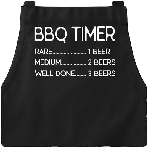 MoonWorks® Grill-Schürze für Männer mit Spruch Grillschürze BBQ Timer Bier Baumwoll-Schürze Küchenschürze schwarz unisize