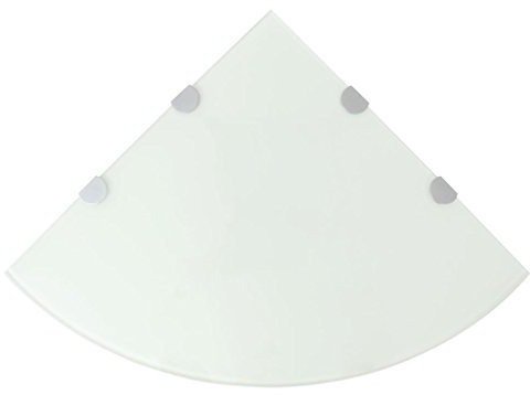 Festnight Glas Eckregal Eck-Badablage | Glasregal für Badezimmer/Schlafzimmer/Küche, mit verchromten Halterungen Wei? 45 x 45 cm