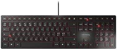CHERRY KC 6000 SLIM, clavier au design ultra-plat, layout pan-nordique (QWERTY), filaire (connexion USB-A), silencieux, durable, marquage des touches, noir