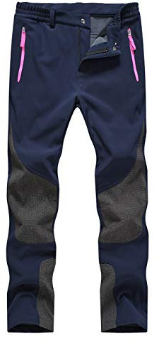 donhobo Hosen Damen Wanderhose Wasserdicht Softshellhose Outdoorhose Winddicht Warm Gefüttert Winter Skihose Snowhose Trekkinghose (Dunkelblau,XL)