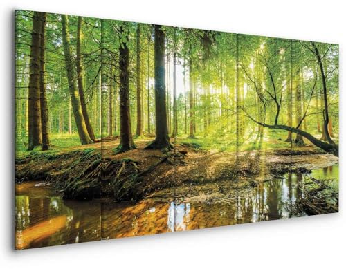 murando - Quadri Moderni per Soggiorno, Foresta, 225x90 cm | Chiodi Inclusi, 5 Pezzi, Quadro Moderno, Murale Arte, Stampe da Parete, Resistenti Allo Sbiadimento, Produzione Europea