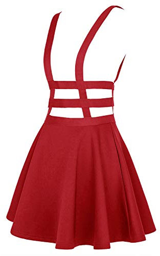 Damen A Linie Halloween Träger Minirock hosenträger Rock (XL, Rot)