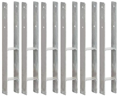 Bulufree Pfostenträger 6 STK. Silbern Pfostenanker H-Form H-Anker Pfostenträger für Carport Zaun 8×6×60 cm Verzinkter Stahl