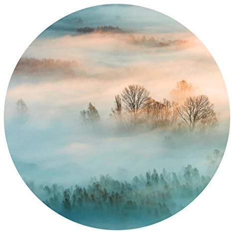 Runde Tapete selbstklebend - Nebel bei Sonnenaufgang 75x75cm