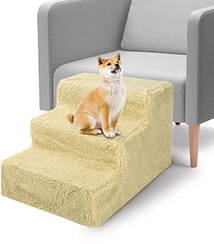 Holdfiturn 3-Steps Non-Slip Pet Bed Ladder 45 * 35 * 30cm Pet Dog Ladder Soft Stairs Puppy for Dogs and Cats Up to 20kg
