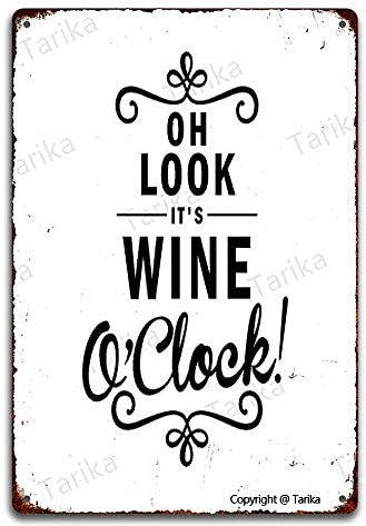 BIGYAK Tarika Oh Look It's Wine O'Clock Wanddekoration, 20,3 x 30,5 cm, Eisen, Vintage-Look, Wanddekoration