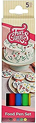 FunCakes Food Pen Primärfarben Set/5: Lebensmittelfarbe Stifte, für dicke und dünne Linien, Essbarer Stift für Kekse , Kuchen, Fondant und mehr, ideal zum Personalisieren, Halal-zertifiziert