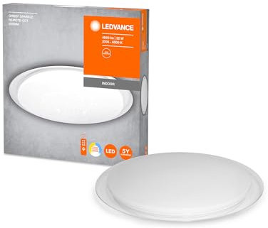 LEDVANCE LED Deckenleuchte Metall weiß, 32W, 3600LM, 2700K-6500K, steuerbar durch Fernbedienung CCT, 600mm, Wandleuchte und Deckenlampe ORBIS Sparkle,