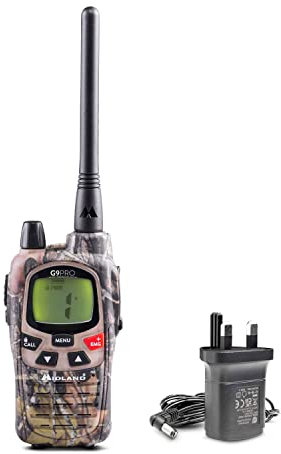 Midland - Walkie Talkie G9 Pro with UK Plug, Dual Band 36 PMR446 Channels & 69 LPD, 2 Way Radio with 4 Rechargeable Batteries - Belt Clip, IPX4 Waterproof, UKCA Certified, Survival Equipment