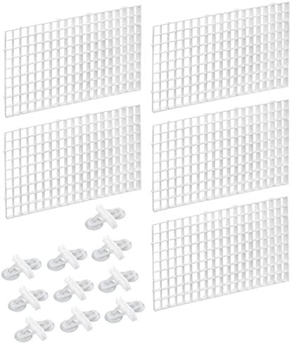 WANGCL 5Pcs Aquarium Divider Fish Tank Divider, Aquarium Filter Grids Aquarium Separation Grid Tray Isolation Board Grid with 10Pcs Sucker Clips-White