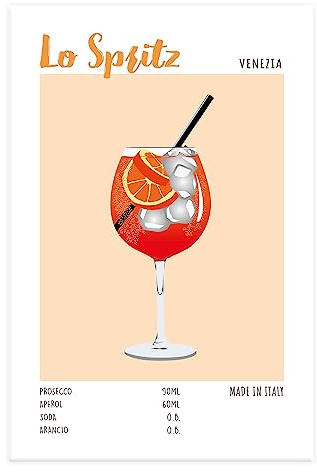 Vulfire Stampa da Parete Lo Spritz, Cocktail Bar, Idea Regalo Speciale, Arredamento Casa Soggiorno Salotto Ufficio Cucina, Poster in carta glossy premium (21x29.7)