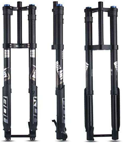 MTB Downhill Gabel 26 27.5 29 Zoll Mountainbike Luft Federgabel Gerade/konisch Doppelt Geschultert Umgekehrte Gabel Federweg 160mm Einstellbare Zugstufe Manuelle Sperre ( Color : Black Straight )