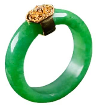 Natürliche Jade Ring Frau Glück glatt grün Band Ring Gold Krone
