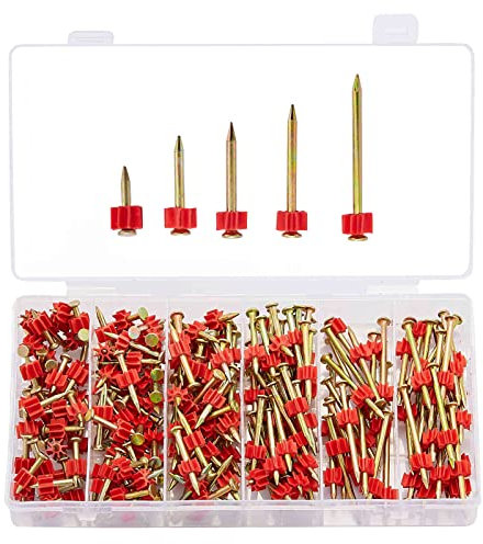 Minimprover 140 Pcs Masonry Nails Set, 5 Sizes of Galvanized Anti-Corrosion Masonry Nails for Brick Wall & Wood, Hardware Accessories Fasteners for DIY and Home Maintenance