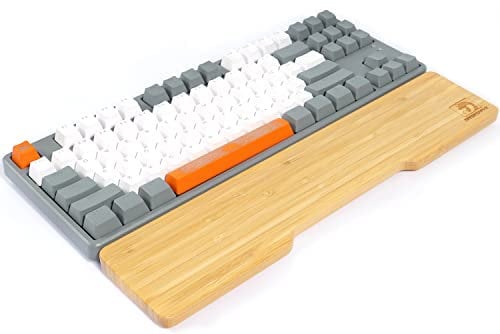 MAMBASNAKE Reposamuñecas de Bambú para Teclado TKL de 87 Teclas,Bambú de Grado A,Muñequera Ergonómica,Tacto de Madera Maciza,Patas de Goma Antideslizantes,Alivio del Dolor,Fácil Escritura/Juego