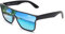GLINDAR Polarisierte Recycelte Sonnenbrille für Männer Frauen, Retro Square Flat Top Shades UV400 Schutz Schwarz/Spiegelblau